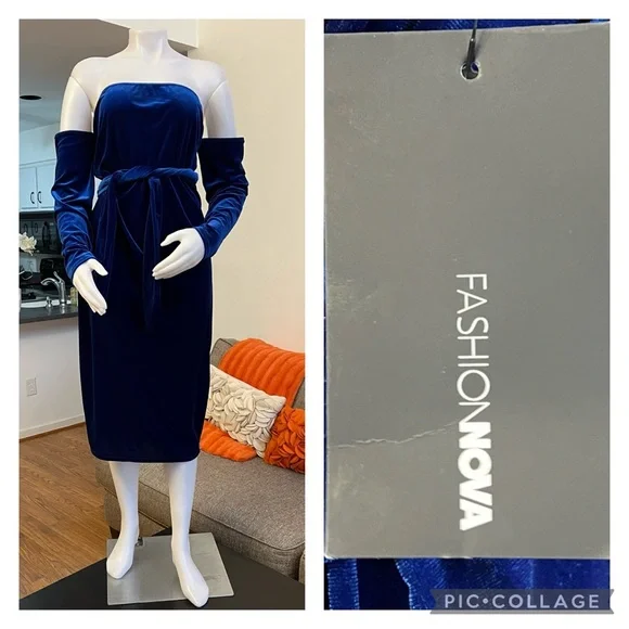 fashion nova black sequin mini dress Off-shoulder Print Velvet Midi Dress – IULOVER main image 1